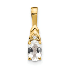 14K Diamond & White Topaz Pendant