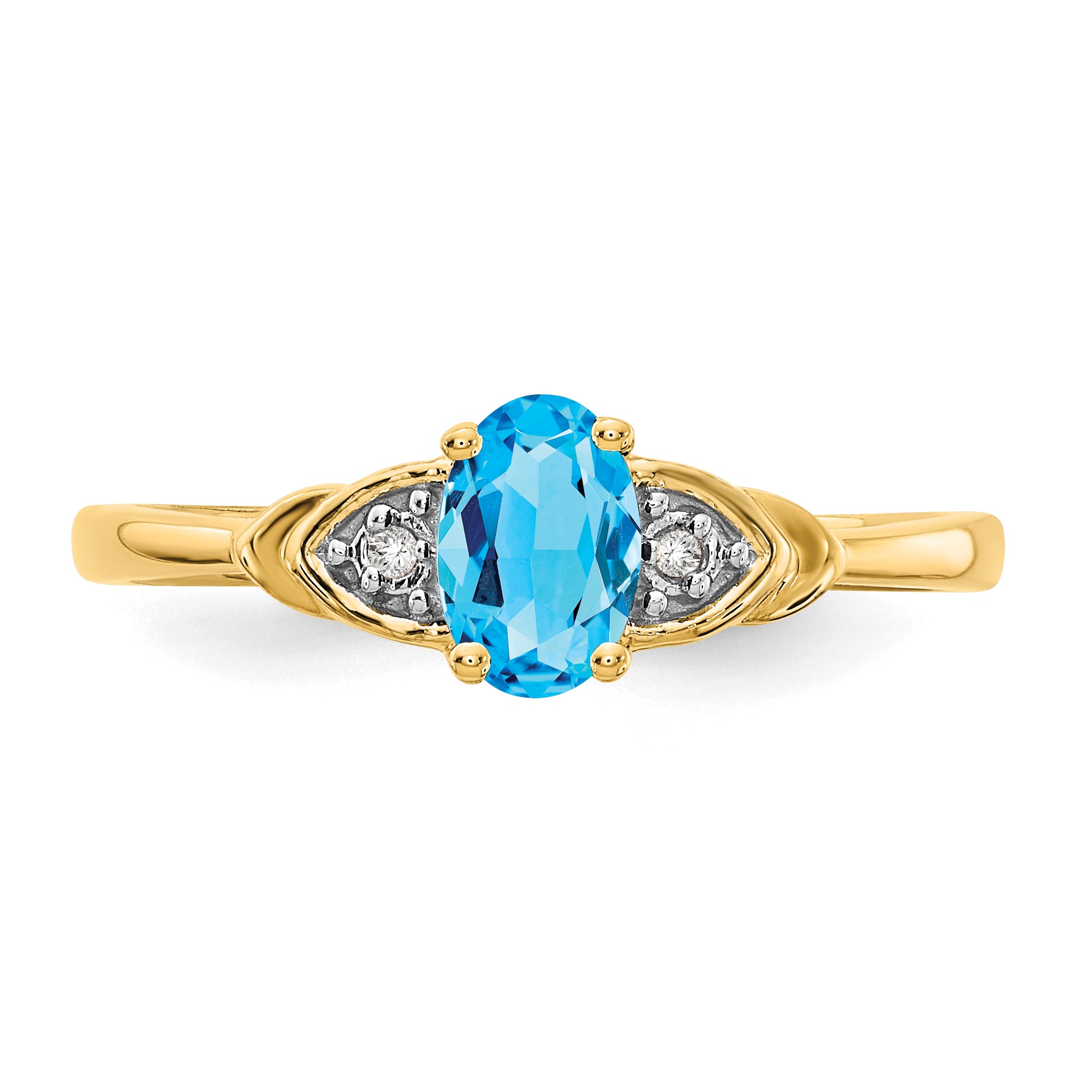 14k Blue Topaz and Diamond Ring