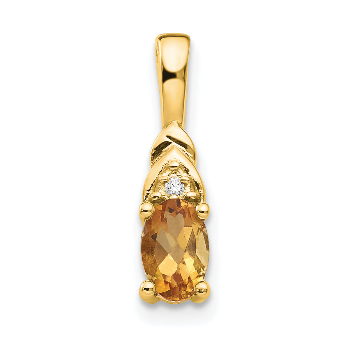 14K Diamond & Citrine Pendant