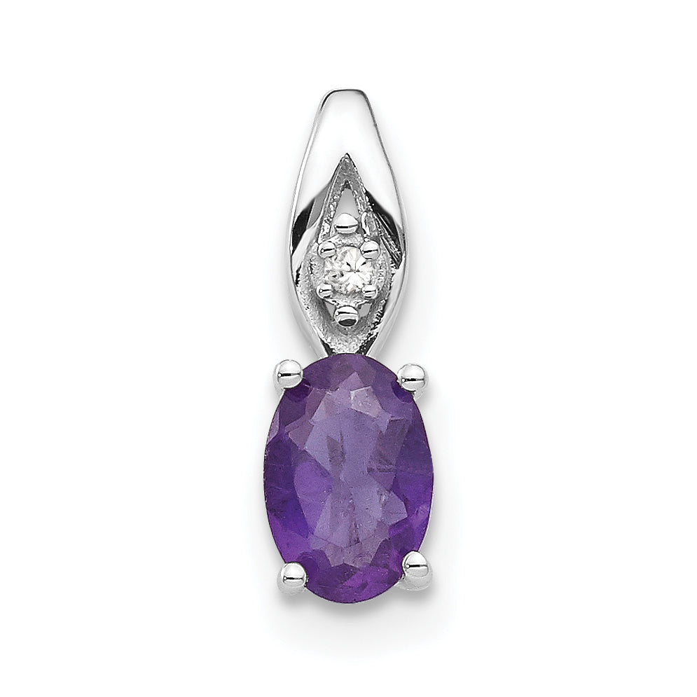 14K White Gold Amethyst Diamond Pendant