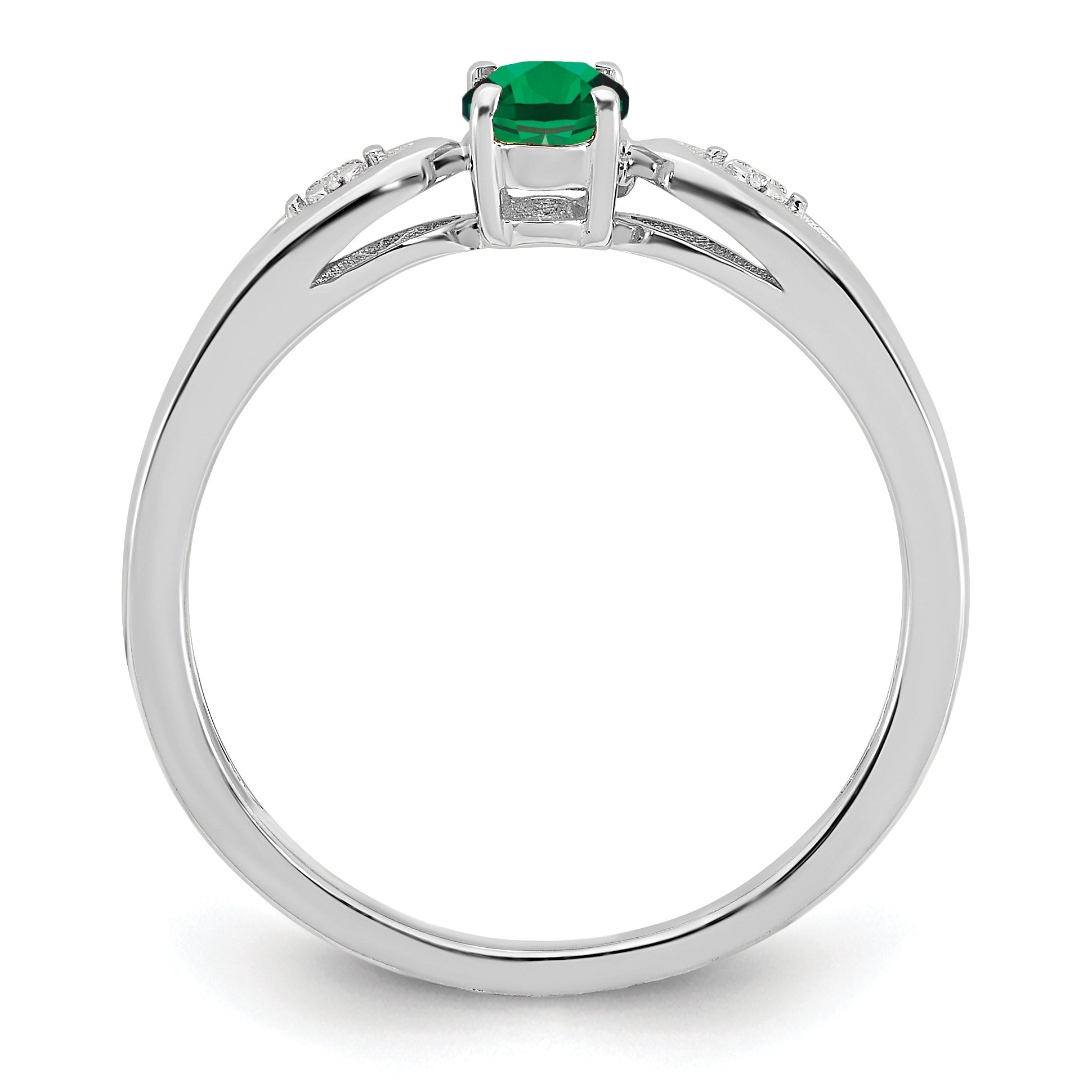 14k White Gold Emerald and Diamond Ring