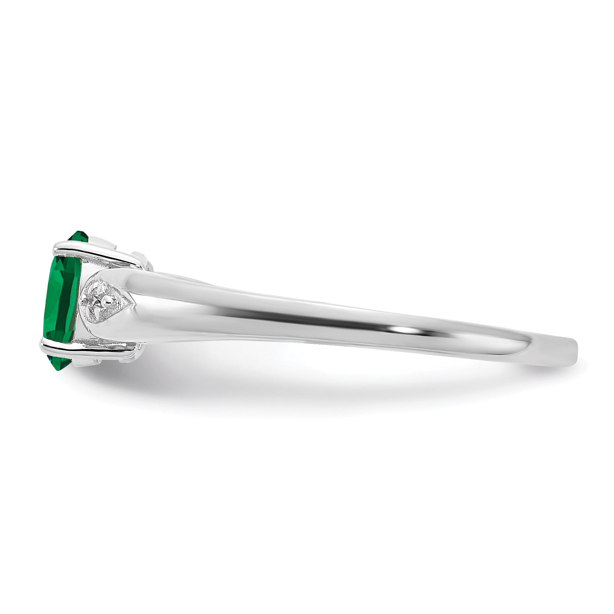 14k White Gold Emerald and Diamond Ring