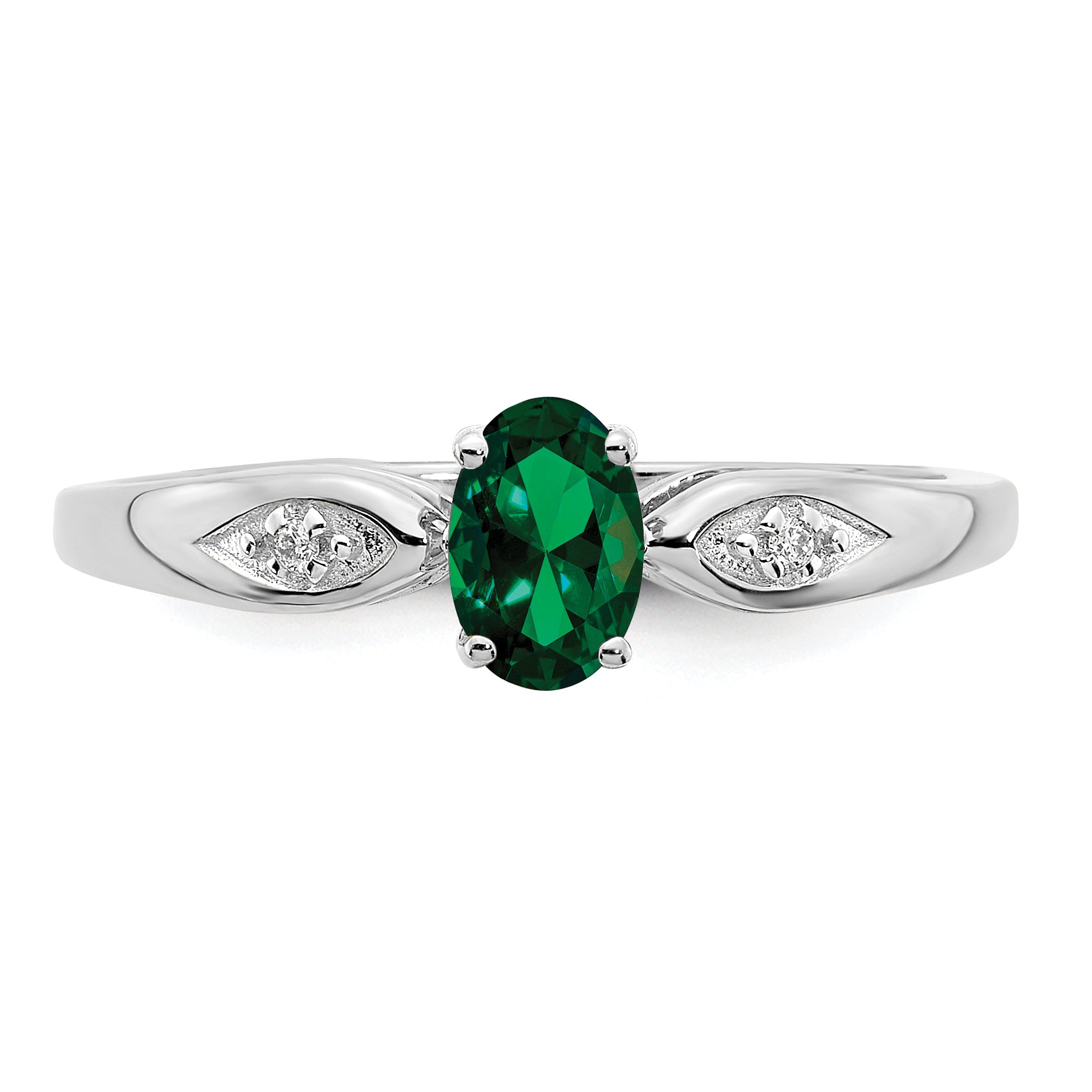 14k White Gold Emerald and Diamond Ring