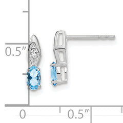 14k White Gold Aquamarine and Diamond Post Earrings