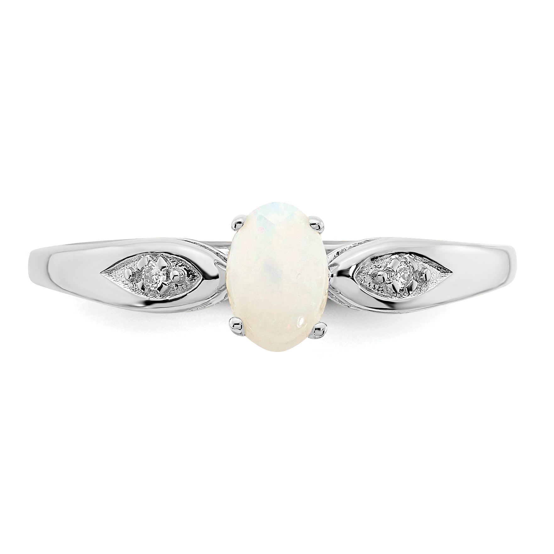 14k White Gold Opal and Diamond Ring