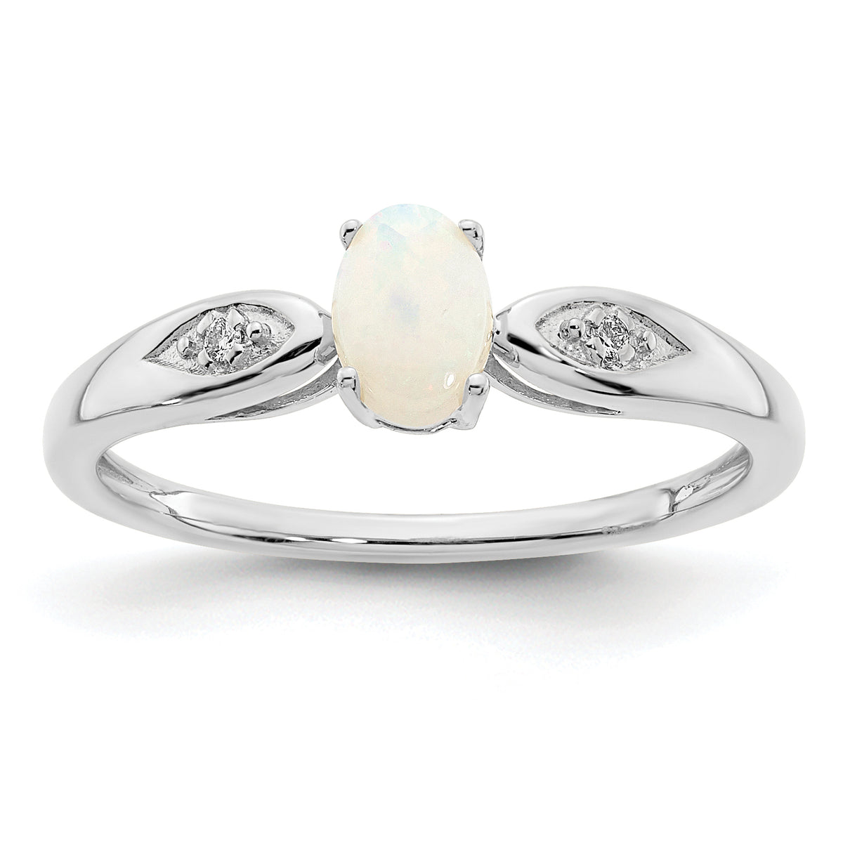 14k White Gold Opal and Diamond Ring