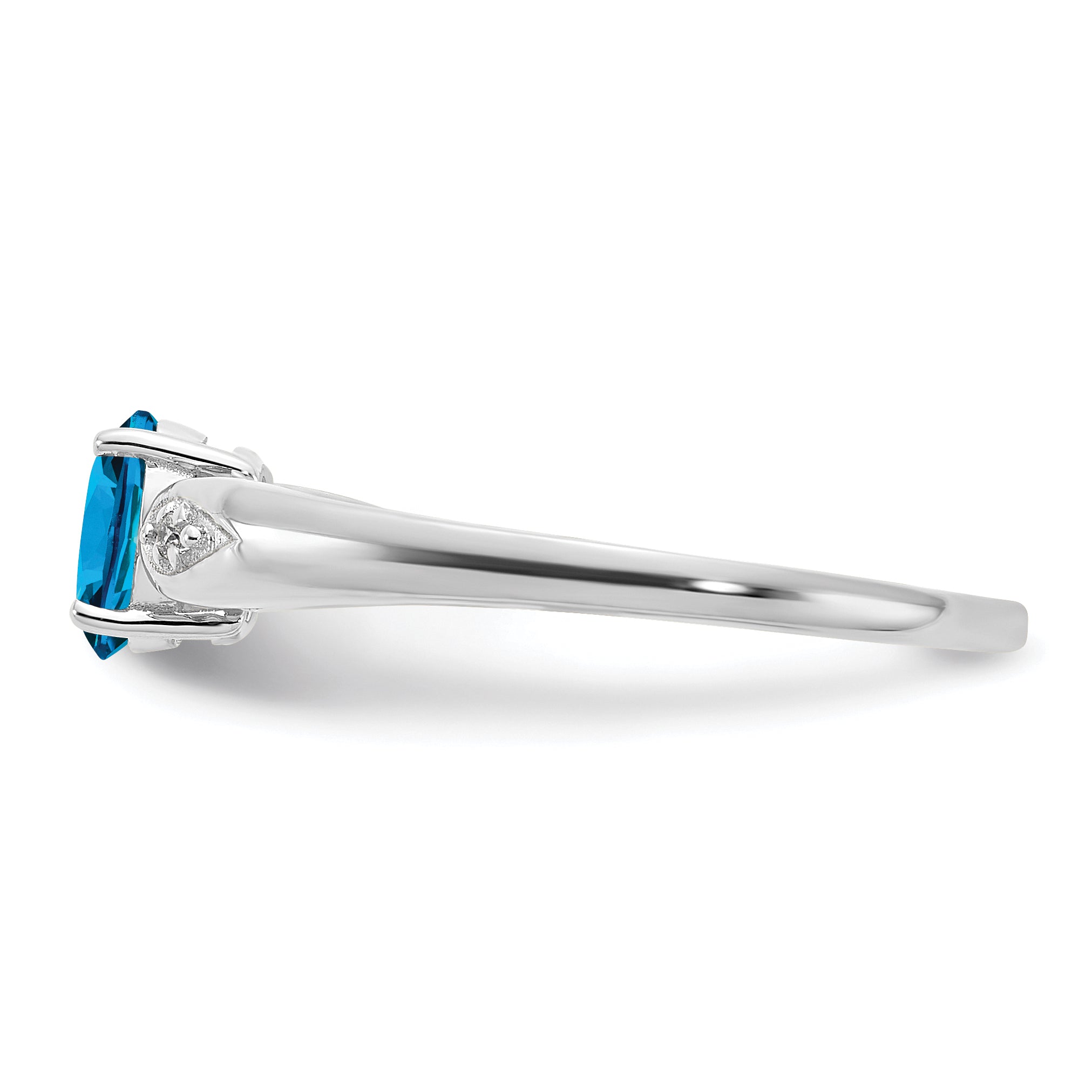 14k White Gold Blue Topaz and Diamond Ring