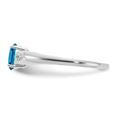 14k White Gold Blue Topaz and Diamond Ring