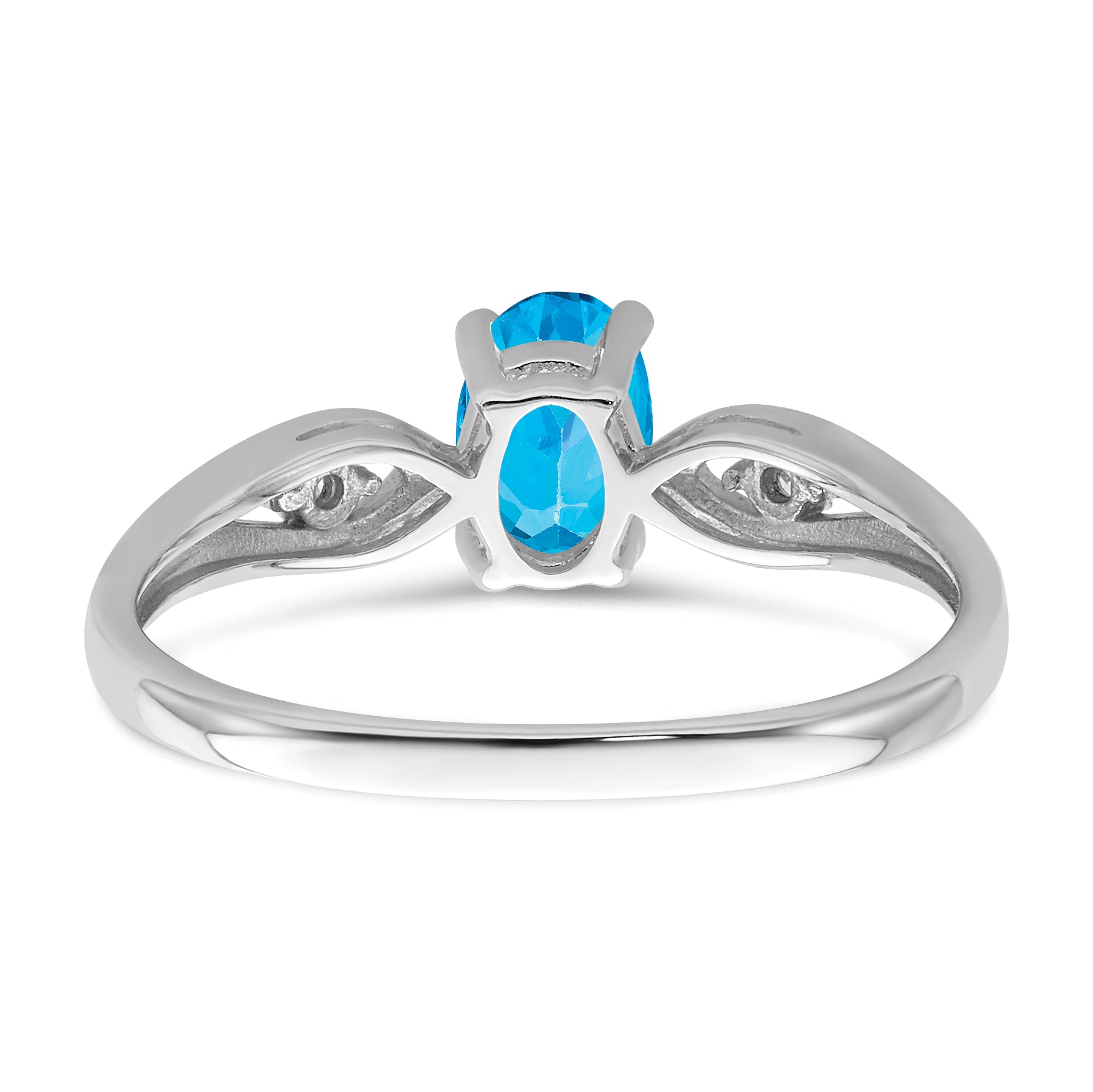 14k White Gold Blue Topaz and Diamond Ring