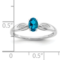 14k White Gold Blue Topaz and Diamond Ring