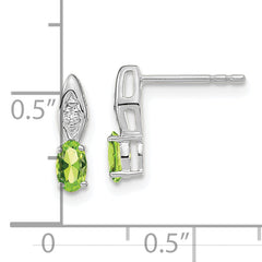 14k White Gold Peridot and Diamond Post Earrings