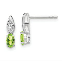 14k White Gold Peridot and Diamond Post Earrings