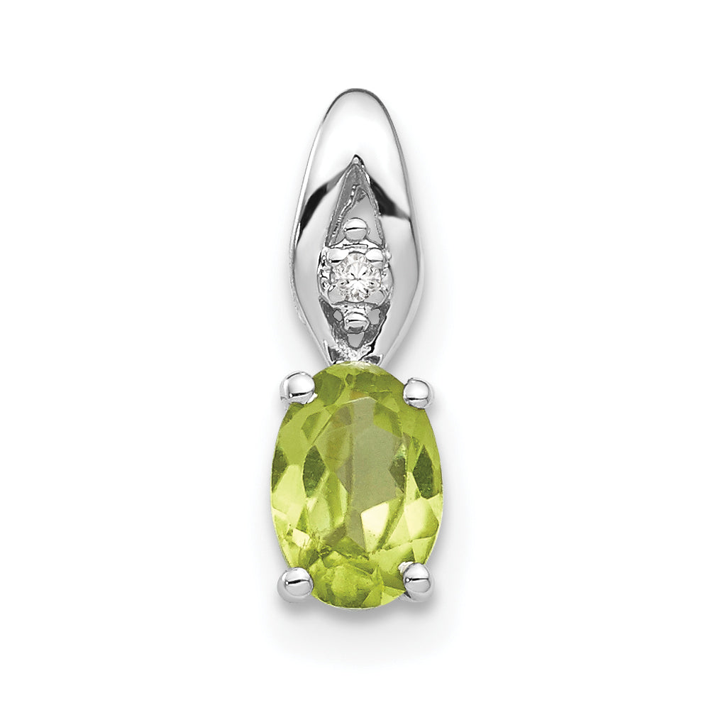 14K White Gold Peridot Diamond Pendant