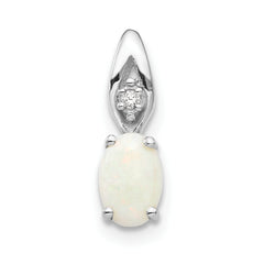 14K White Gold Opal Diamond Pendant