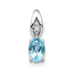 14K White Gold Blue Topaz Diamond Pendant