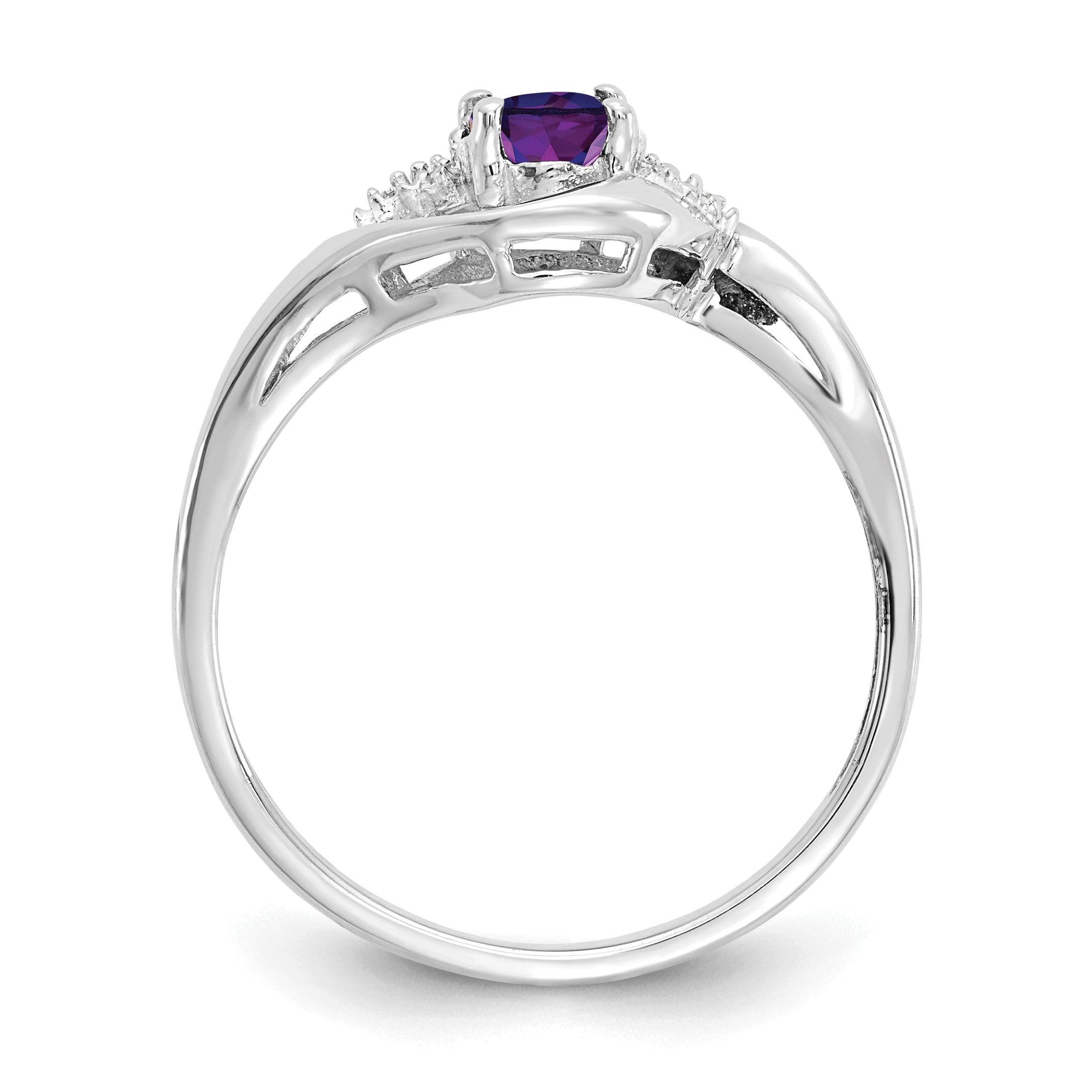 14k White Gold Amethyst and Diamond Ring