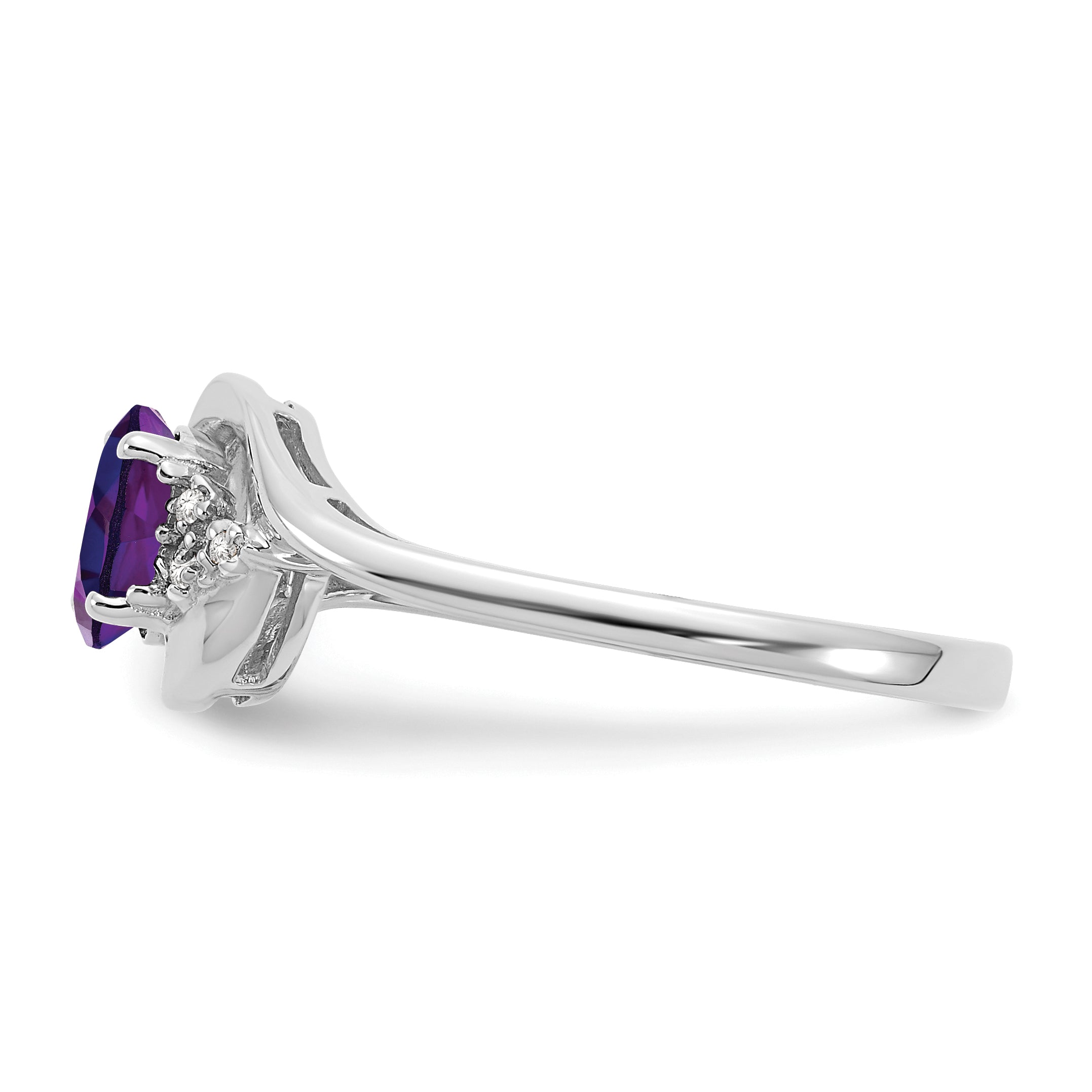 14k White Gold Amethyst and Diamond Ring