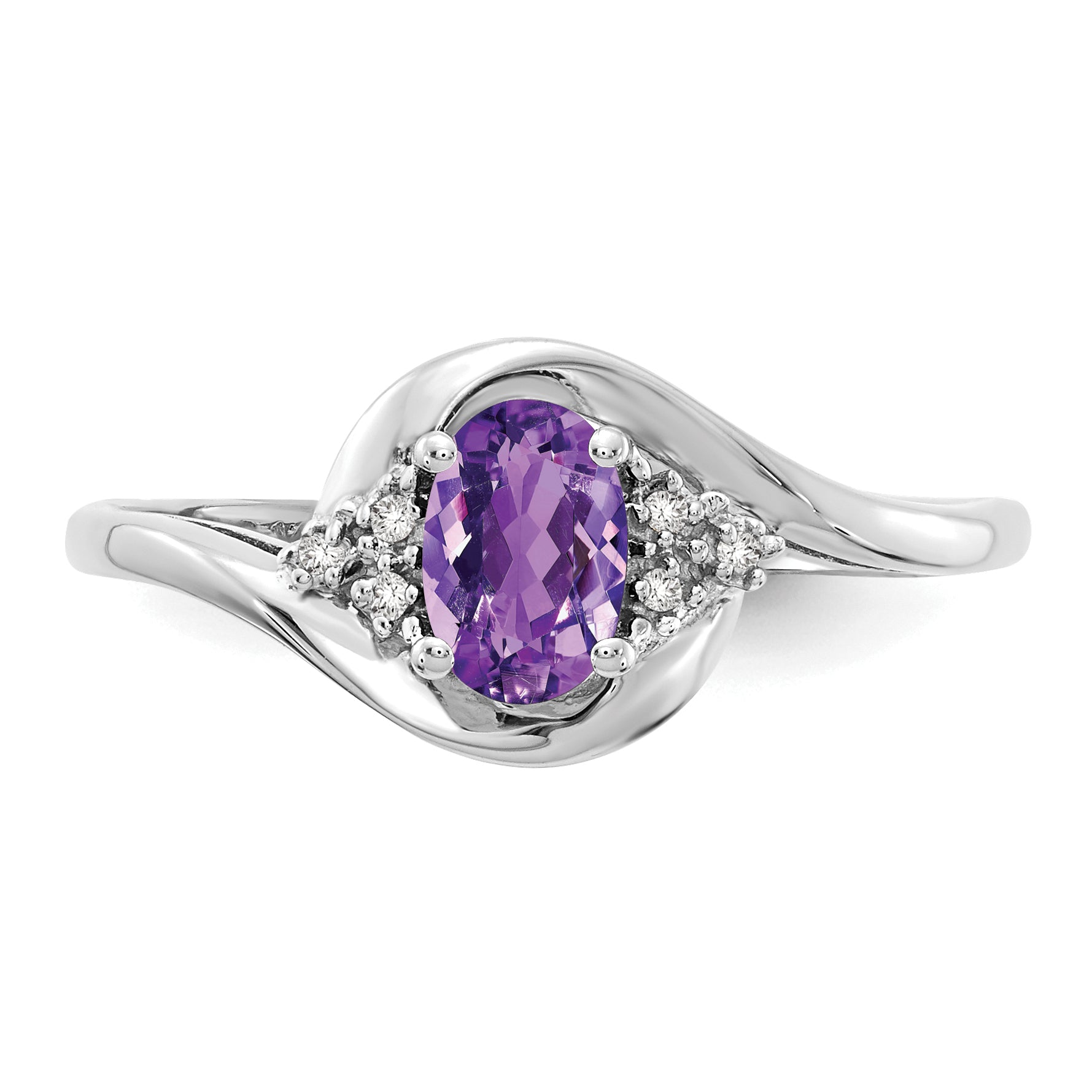 14k White Gold Amethyst and Diamond Ring