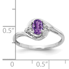 14k White Gold Amethyst and Diamond Ring