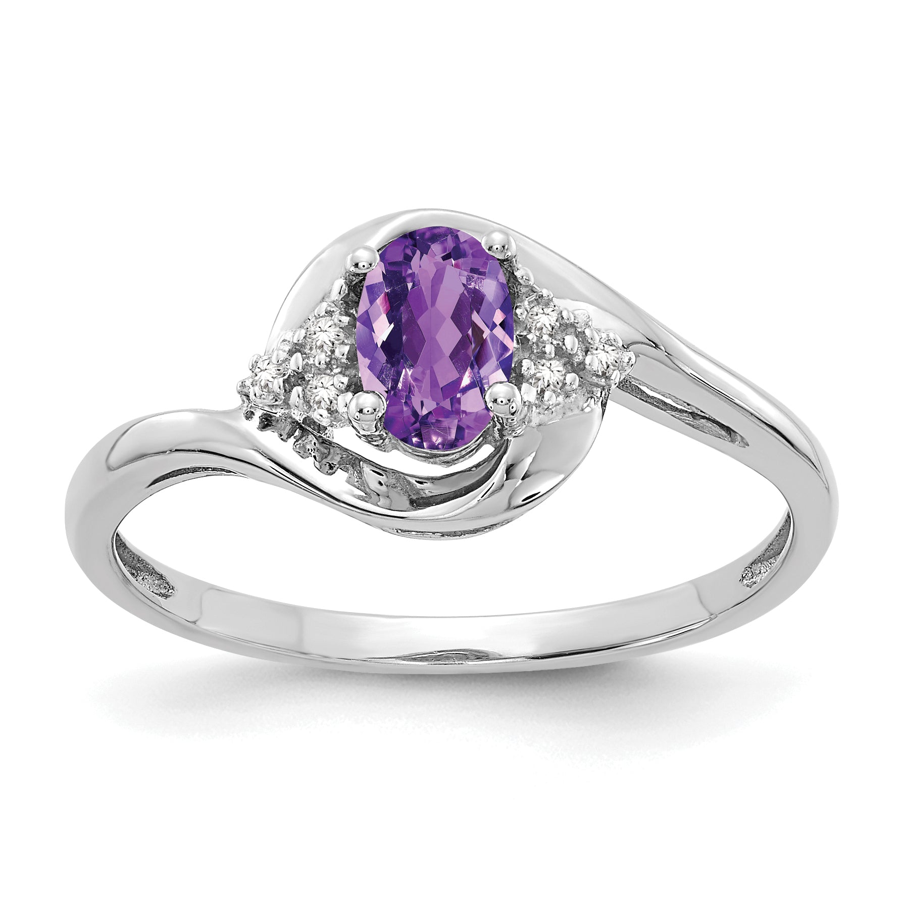 14k White Gold Amethyst and Diamond Ring