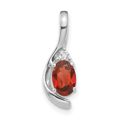 14K White Gold Garnet Diamond Pendant