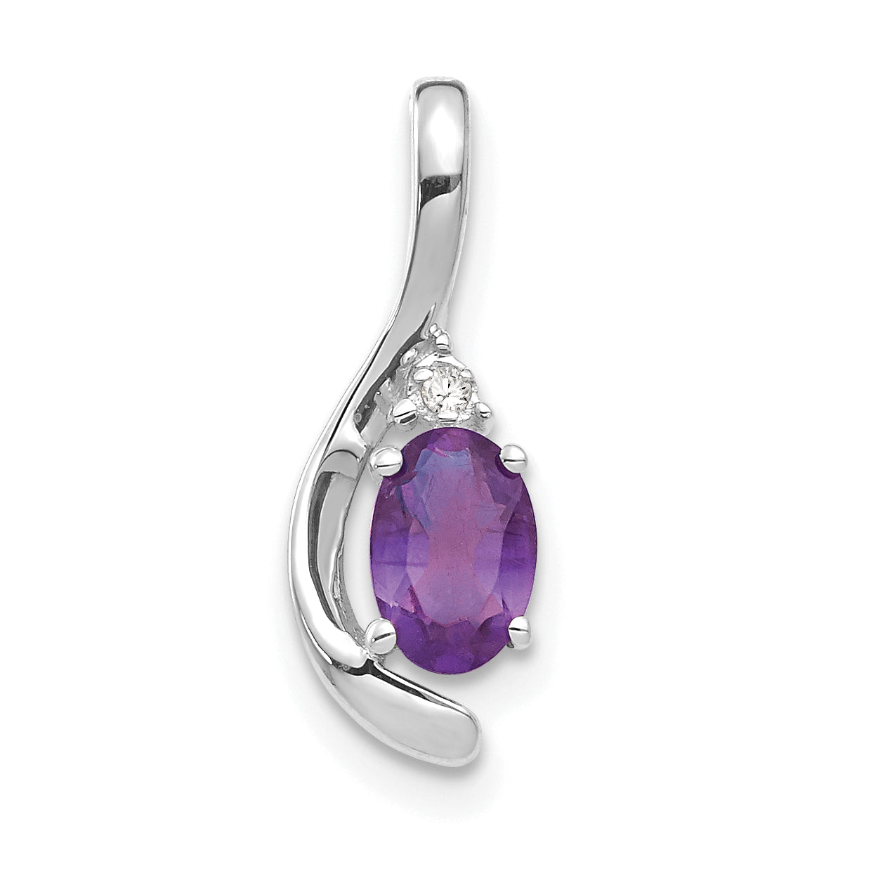 14K White Gold Amethyst Diamond Pendant