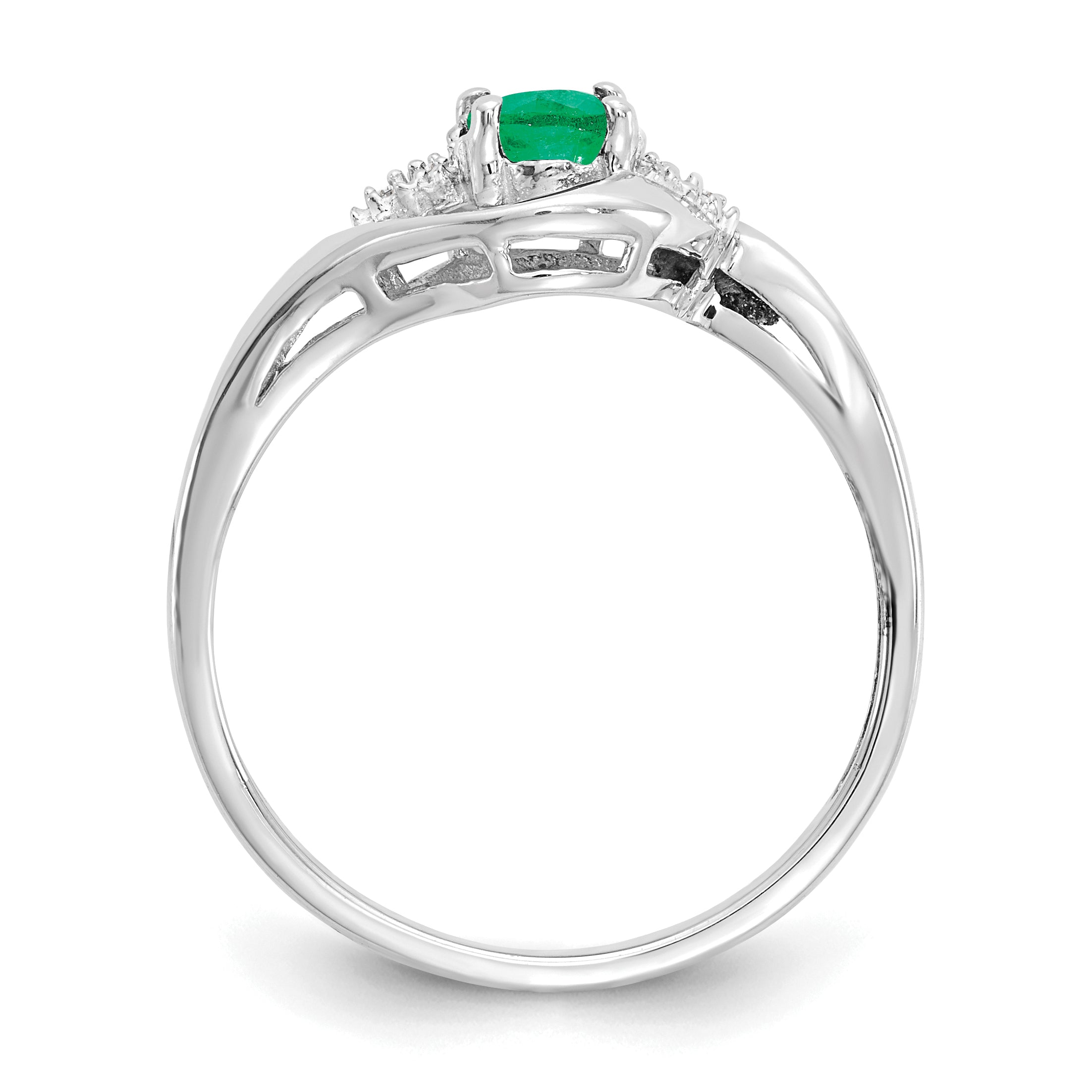 14k White Gold Emerald and Diamond Ring