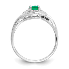 14k White Gold Emerald and Diamond Ring