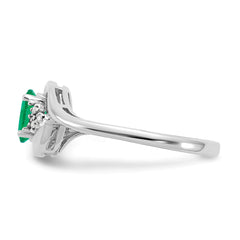 14k White Gold Emerald and Diamond Ring