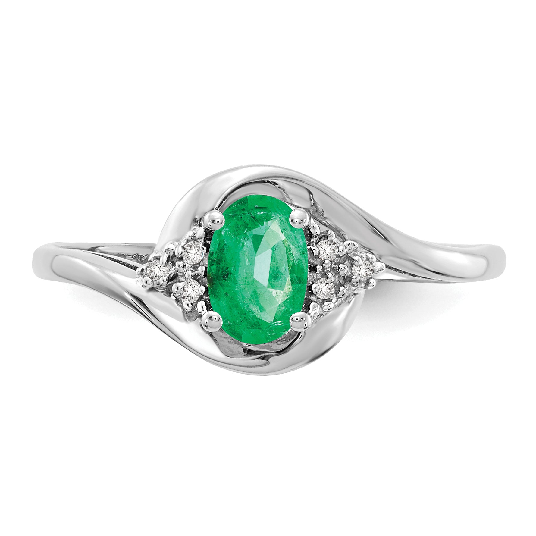 14k White Gold Emerald and Diamond Ring