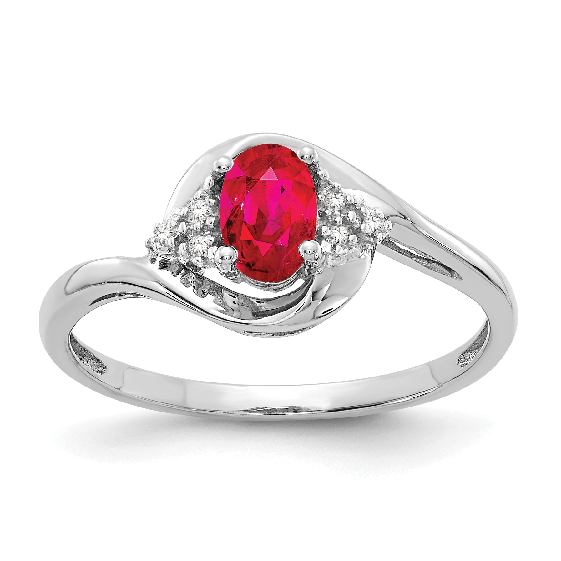 14k White Gold Ruby and Diamond Ring