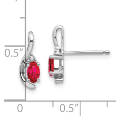 14k White Gold Ruby and Diamond Post Earrings