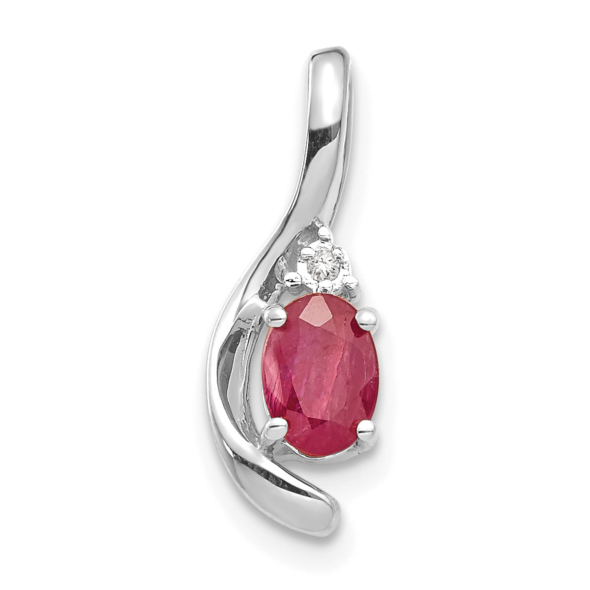 14K White Gold Ruby Diamond Pendant