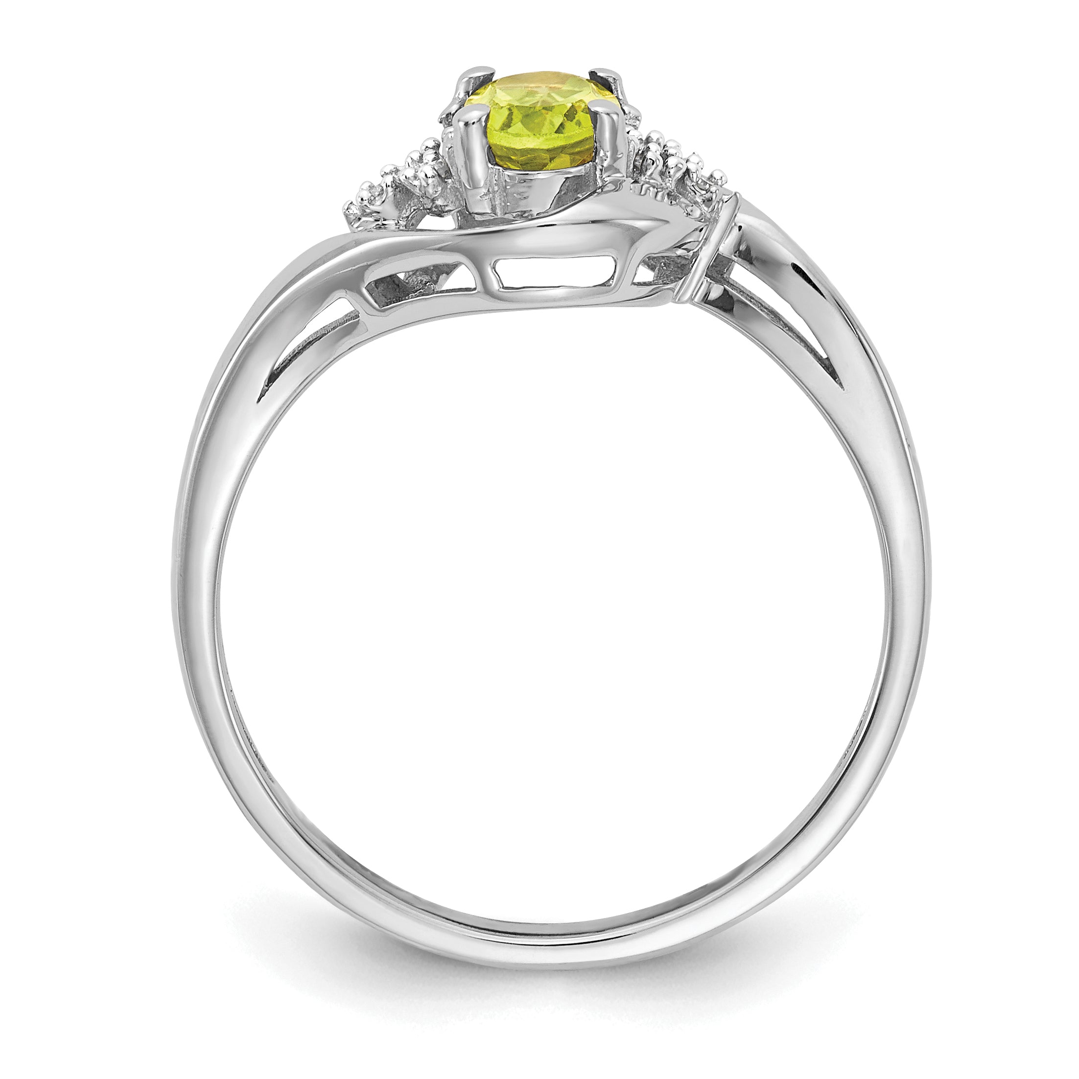 14k White Gold Peridot and Diamond Ring