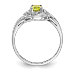 14k White Gold Peridot and Diamond Ring