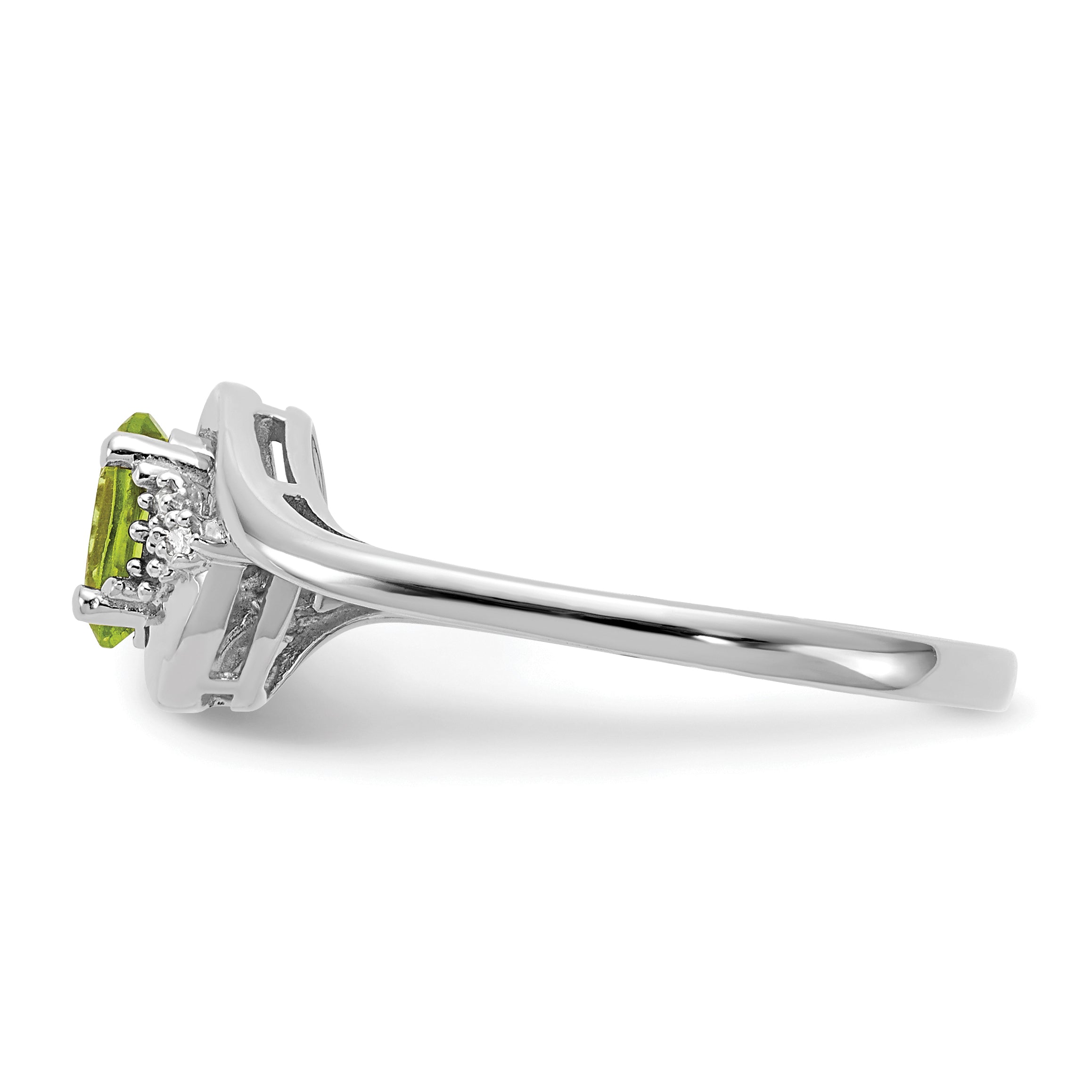 14k White Gold Peridot and Diamond Ring