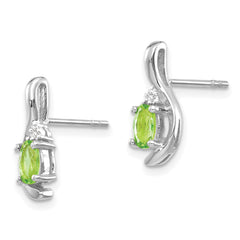 14k White Gold Peridot and Diamond Post Earrings