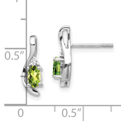 14k White Gold Peridot and Diamond Post Earrings