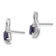 14k White Gold Sapphire and Diamond Post Earrings