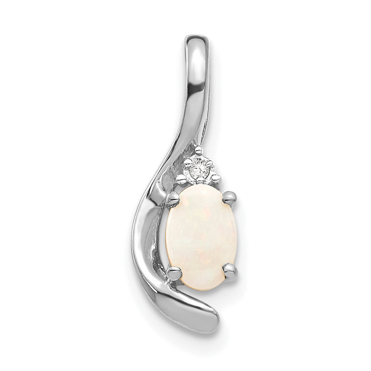 14K White Gold Opal Diamond Pendant