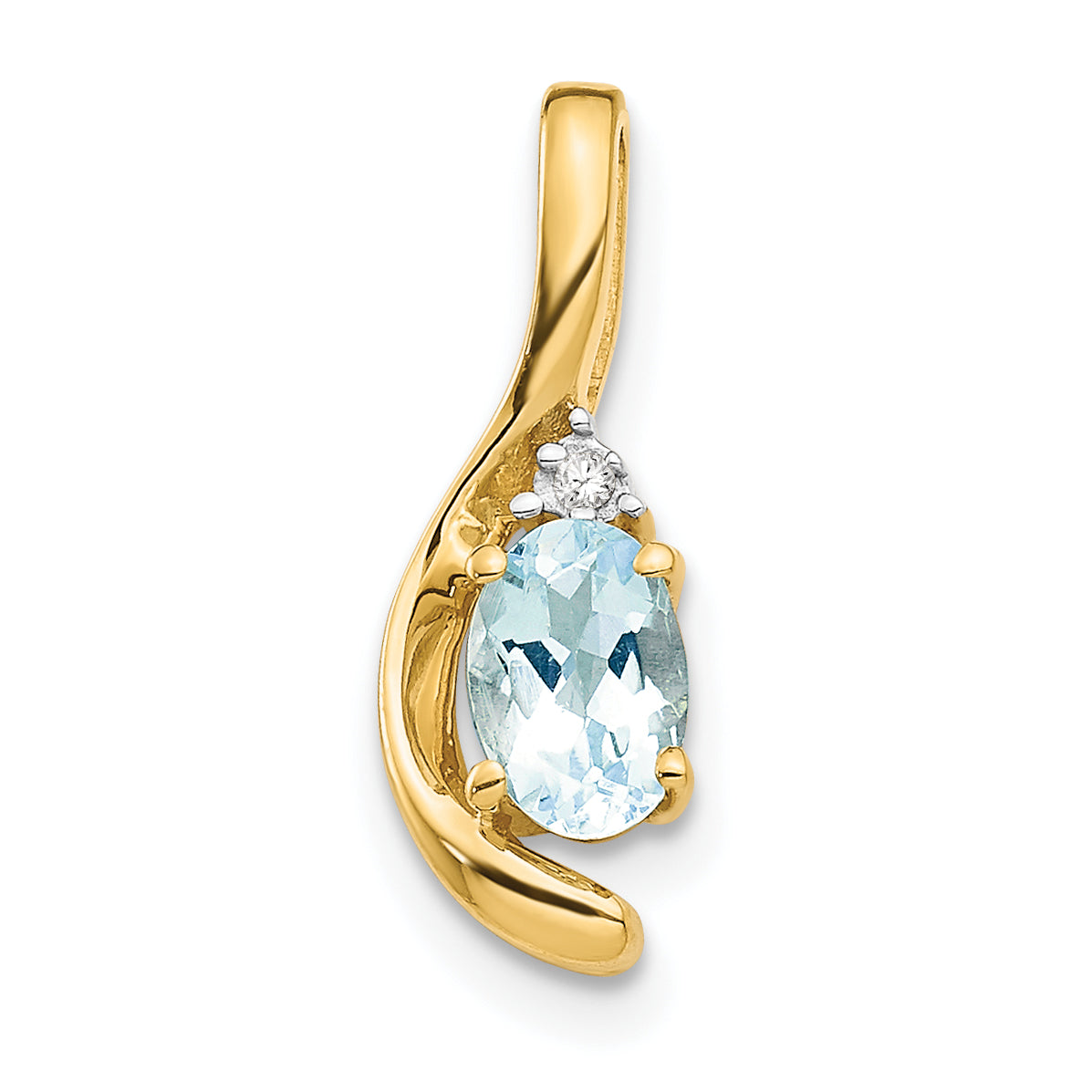 14K Diamond & Aquamarine Pendant