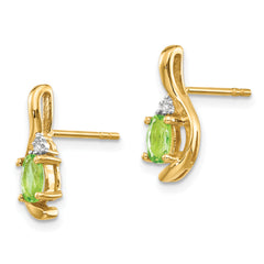 14k Peridot and Diamond Post Earrings