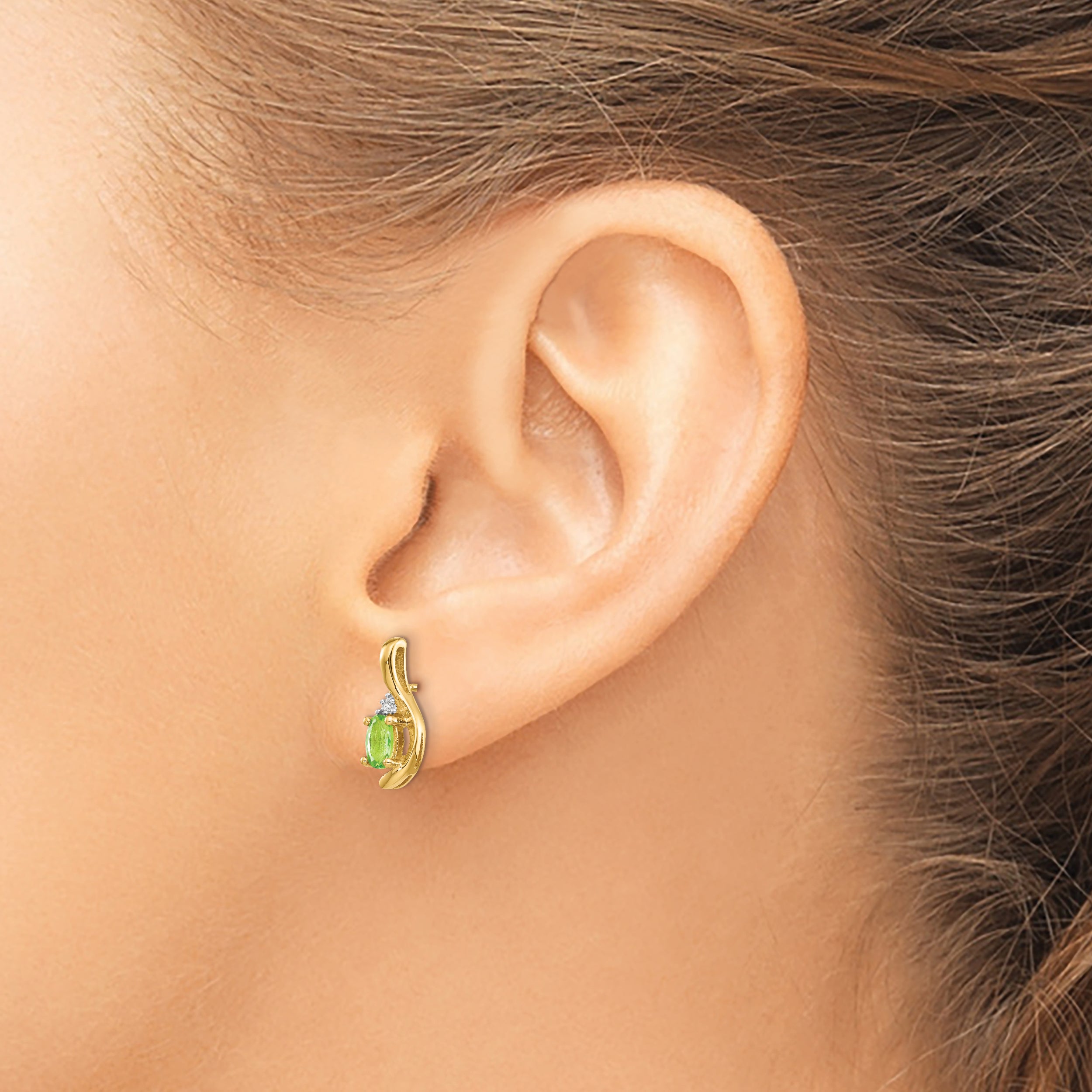 14k Peridot and Diamond Post Earrings