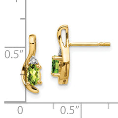 14k Peridot and Diamond Post Earrings