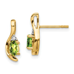 14k Peridot and Diamond Post Earrings