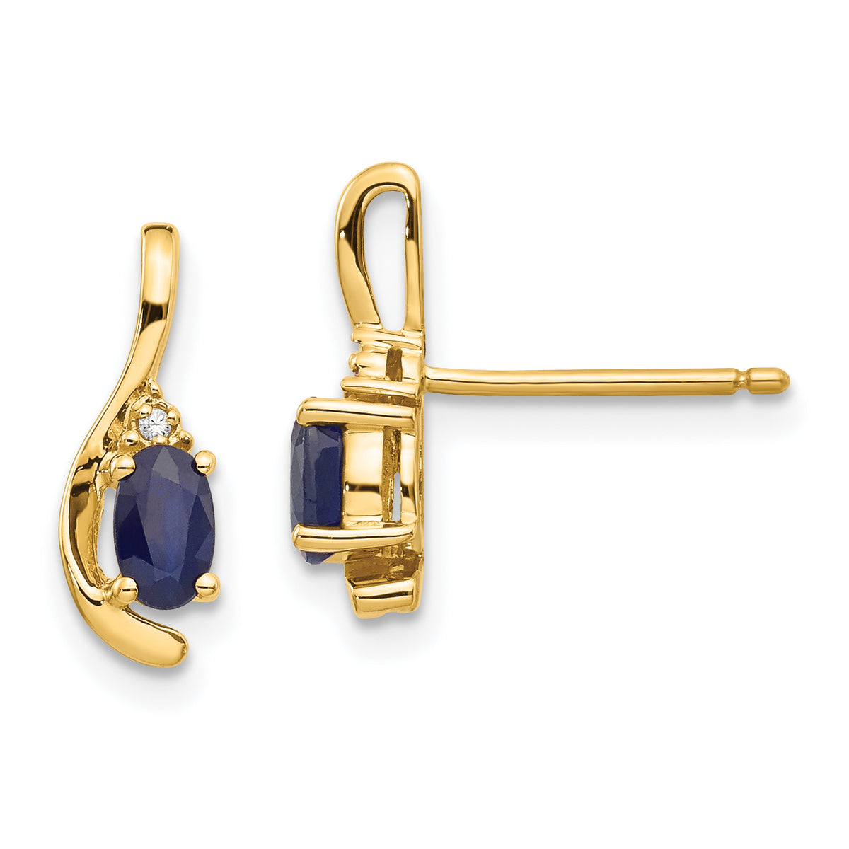 14k Sapphire and Diamond Post Earrings