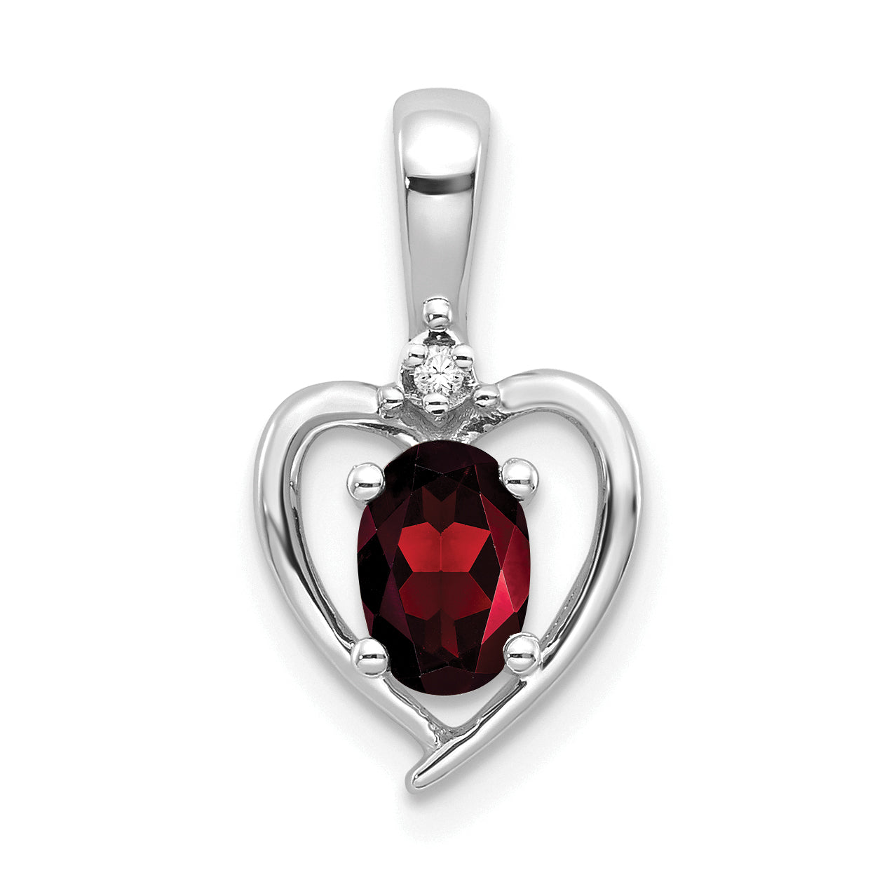 14K White Gold Garnet Diamond Pendant