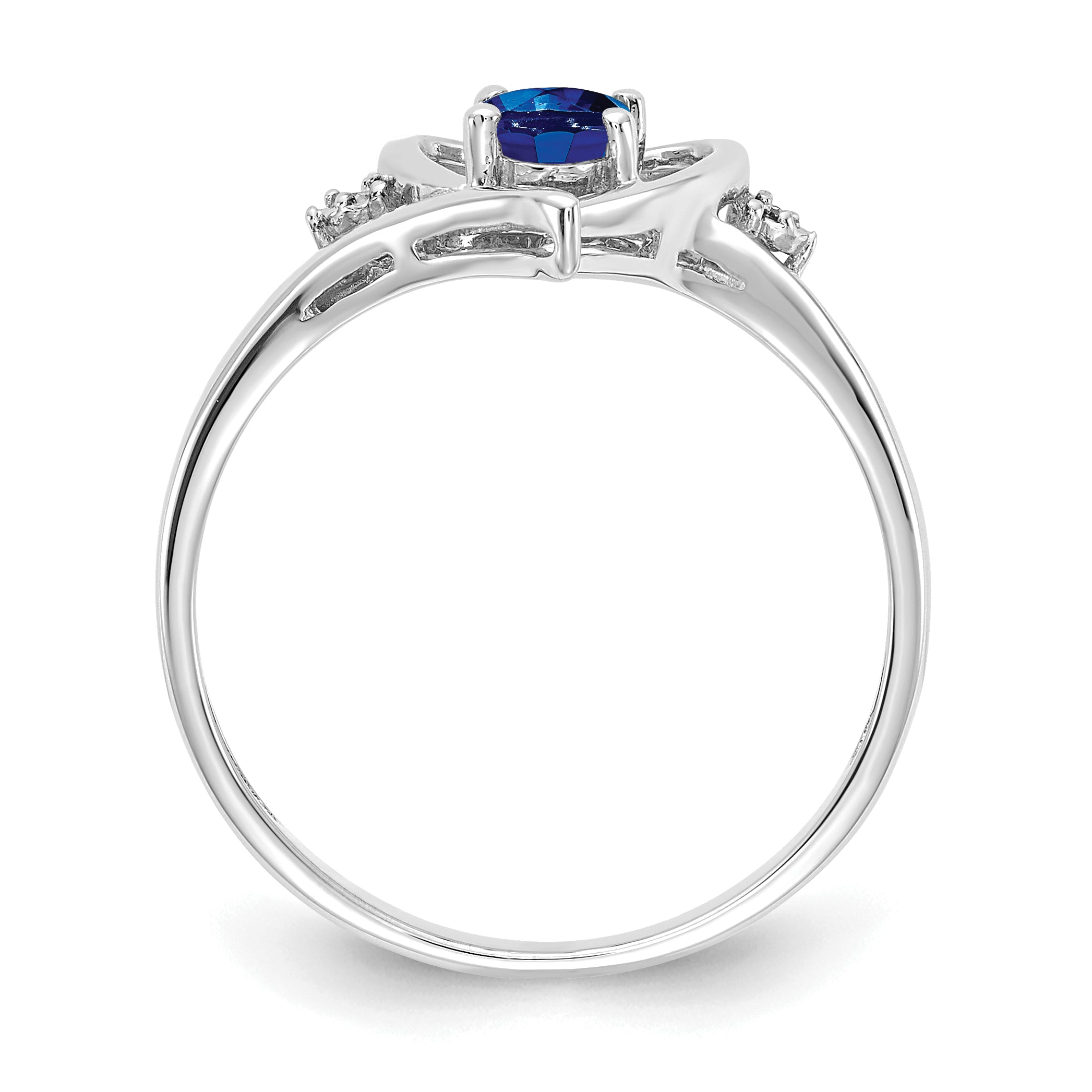 14k White Gold Sapphire and Diamond Heart Ring