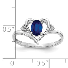 14k White Gold Sapphire and Diamond Heart Ring