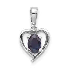 14K White Gold Sapphire Diamond Pendant